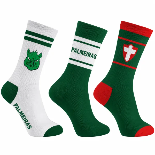 Kit 3 Meias Casual Adulto Palmeiras Licenciado Rikam Verde-escuro 38 Ao 43